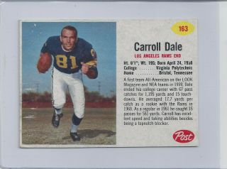 1962 Post Cereal Football 163 Carroll Dale Los Angeles Rams