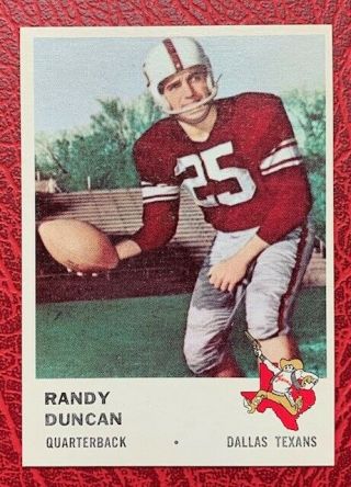 1961 Fleer Football 200 Randy Duncan Dallas Texans Sp Nm