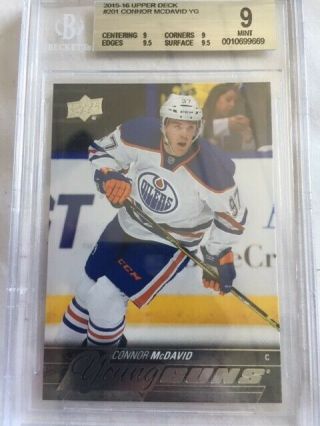 Connor Mcdavid 2015 - 16 Upper Deck Young Guns Rookie Rc 201 Bgs 9