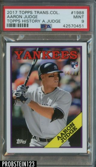 2017 Topps Transcendent History Aaron Judge Yankees Rc Rookie 20/87 Psa 9