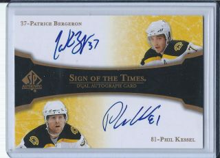 07/08 Sp Authentic Sign Of The Times Dual Auto Patrice Bergeron Phil Kessel