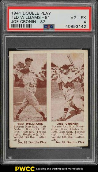 1941 Double Play Ted Williams & Joe Cronin 81/82 Psa 4 Vgex (pwcc)