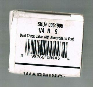 Brass Watts 0061905 1/4 " N9 Dual Check Vacuum Breaker With Atmospheric Vent
