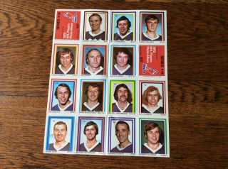 1972 / 73 Hockey Eddie Sargent Stamp Sticker Panel Series 14 Jacques Plante