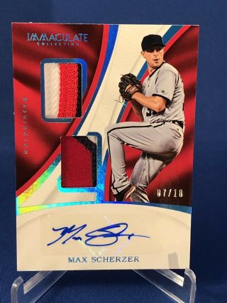 Max Scherzer 2017 Panini Immaculate Patch Auto Nationals 7/10 Autograph