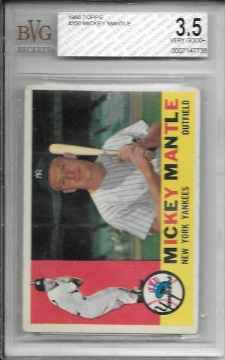 Mickey Mantle 1960 Topps Bvg 3.  5 Centered Psa 3’s Sell At $230 And Over