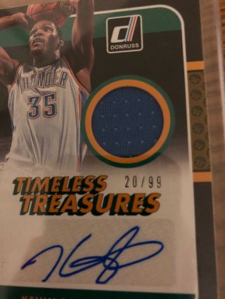 KEVIN DURANT 2014 - 15 Donruss Timeless Treasures Patch/Auto ’d/99 2
