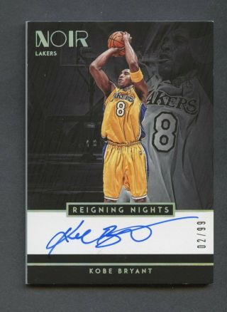 2018 - 19 Panini Noir Reigning Nights Kobe Bryant Signed Auto 2/99 Lakers