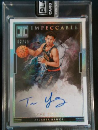 Trae Young Auto - Numbered 02/25 - On Card Auto - 2018 - 19 Impeccable - Hawks