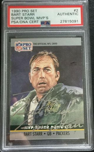 Bart Starr Autograph 1990 Pro Set Psa Certified Green Bay Packers Football Card