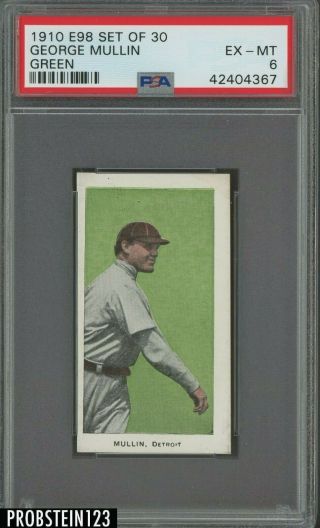1910 E98 Set Of 30 Green George Mullin Detroit Psa 6 Ex - Mt Pop 2