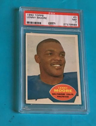 1960 Topps Football Lenny Moore 3 Psa 7 - Nm (baltimore Colts)