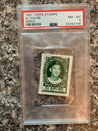 1961 Topps Stamps Al Kaline (green) Psa Graded Nm/mt 8 Sharp Kgc - 19308