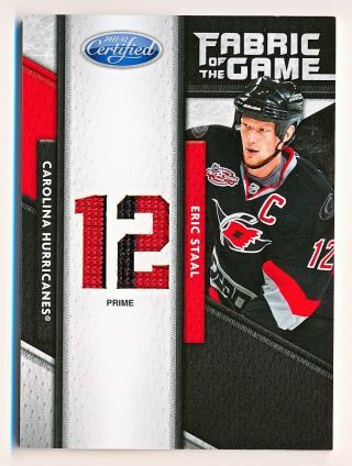 2011 - 12 Certified Eric Staal Fabric Of The Game Jersey Numbers Patch (06/10)