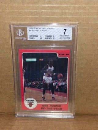 1985 86 Star Michael Jordan Card 6 Rookie Of The Year 1985 Bgs 7 With 2 9.  5 Sub