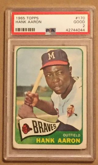 1965 Topps Hank Aaron 170 Psa 2 Good Hof Braves Baseball Card