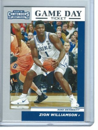 2019 20 Panini Contenders Draft Zion Williamson Game Day Ticket Rookie Duke Rc