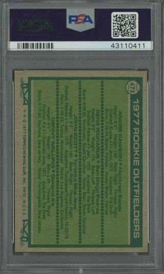 1977 Topps 473 Andre Dawson Expos RC Rookie HOF PSA 9 