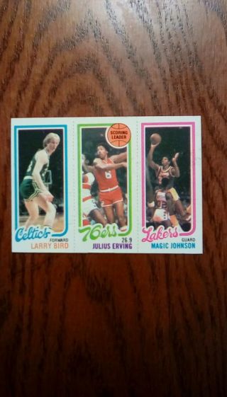 1980 - 1981 Topps Larry Bird / Magic Johnson 6 Rookie Card,  Ex, .