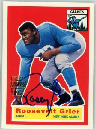 Roosevelt Rosey Grier 2001 Topps Archives Giants Signed Auto Autograph