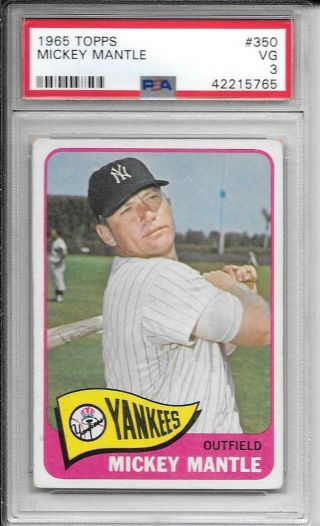 Mickey Mantle 1965 Topps Psa 3 Nicely Centered Label Mantles Rising