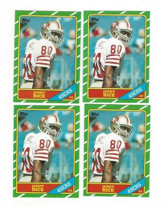(4) Jerry Rice 1986 Topps 161 Jerry Rice Rookie Cards San Francisco 49ers Rc