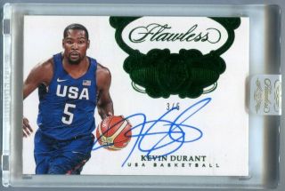 18 Panini Flawless Kevin Durant Autograph Usa Basketball Emerald Auto /5 Encased