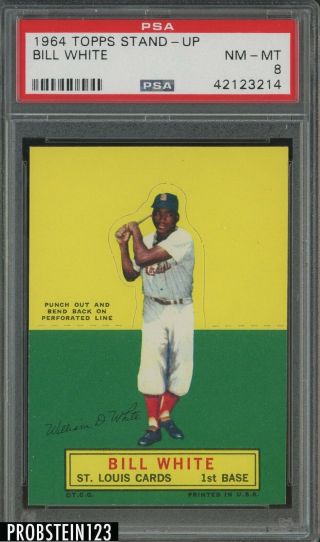 1964 Topps Stand - Up Bill White St.  Louis Cardinals Sp Psa 8 " Scarce "