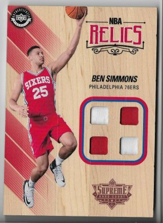 Ben Simmons 2016 - 17 Upper Deck Hard Court Basketball Nba Relics Quad Jersey Rc