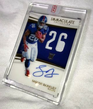 Saquon Barkley 2018 Immaculate Numbers Rookie Patch Autograph RPA /26 Panini RC 3