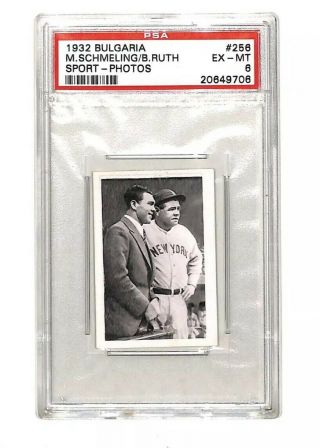 1932 Bulgaria 256 Babe Ruth - Max Schmeling Sport Photos Card Psa 6 Rare