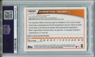 2013 Christian Yelich Topps Update ROOKIE Rc US290 Brewers PSA 10 GEM 43454423 2