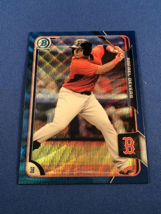 Rafael Devers 2015 Bowman Chrome Blue Wave Refractor Rookie Rc 34 Red Sox Hot