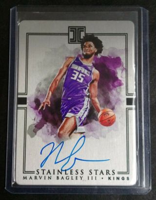 2018 - 19 Impeccable Marvin Bagley Iii Stainless Stars Metal Rookie Auto D 22/99