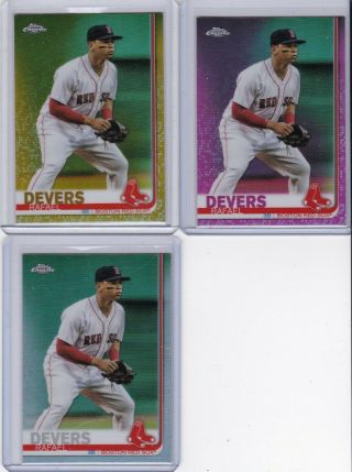 2019 Topps Chrome Rafael Devers Gold Sp 20/50,  Pink And Base Refractor Red Sox