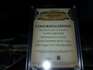 2019 Topps Tier One Baseball Torii Hunter Auto Autograph Auto Jumbo Patch 2/10 3