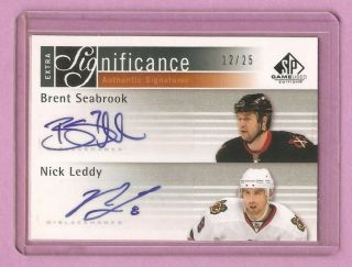 2011 - 12 Sp Game Extra Significance Brent Seabrook & Nick Leddy Autos 12/25