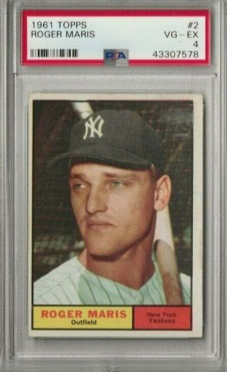 1961 Topps Roger Maris 2 Psa Vg - Ex Yankees Hof O43