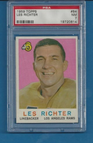 1959 Topps Football Les Richter 84 Psa 7 Los Angeles Rams