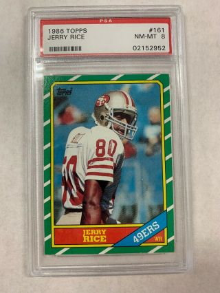 1986 Topps Jerry Rice San Francisco 49ers 161 Football Card Psa 8