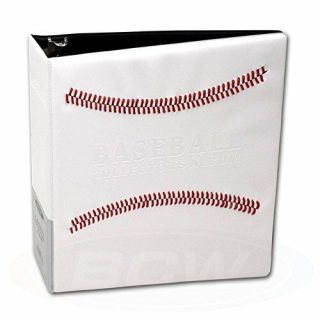 White Stitched Baseball Card Collectors 3 - Ringed Album With 3 " D - Rings