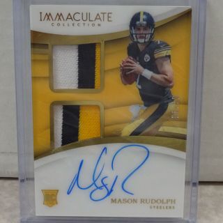 2018 Panini Immaculate Mason Rudolph Steelers Rc Dual 3clr Patch Auto 67/99