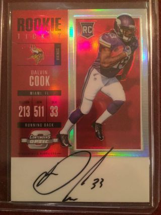 Dalvin Cook 2017 Panini Contenders Optic Red Rookie Ticket Auto Rookie 50/75