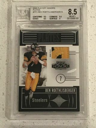 2005 Playoff Honors Plates Ben Roethlisberger 6/15 Bgs 8.  5 Steelers Game Worn