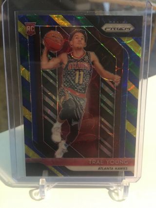2018 - 19 Panini Prizm Choice Trae Young Blue Green Yellow Refractor Rc 78 Hawks