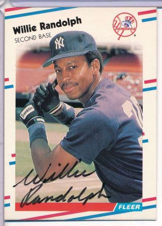 1988 Fleer Willie Randolph 218 In Person Signed Auto Autograph As300