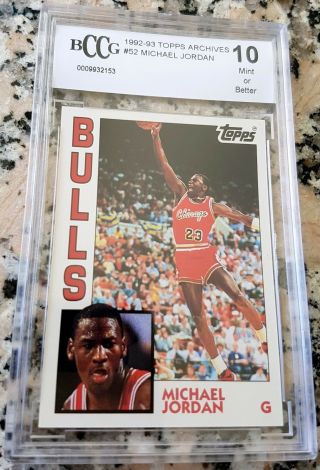 Michael Jordan 1984 Topps Glossy Rookie Card Rc Bgs Bccg 10 1993 Hof Bulls