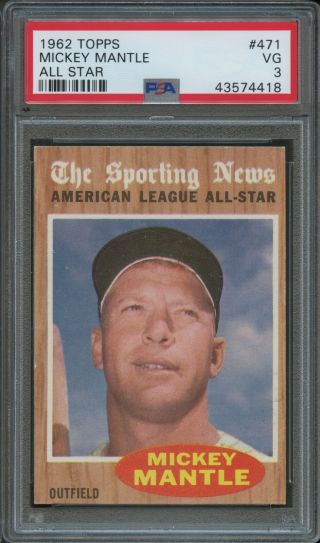 1962 Topps 471 Mickey Mantle As Psa 3 43574418