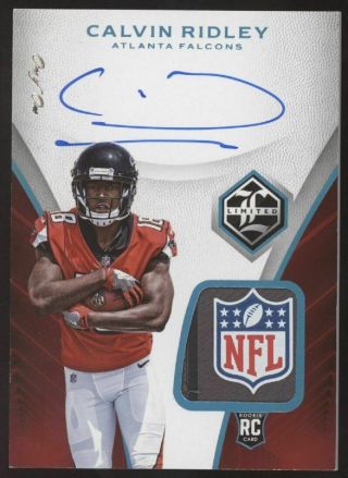 2018 Panini Limited Calvin Ridley Nfl Shield Tag Patch Rc Auto True 1/1