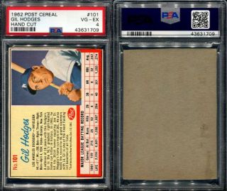 1962 Post Cereal 101 Gil Hodges Hand Cut Psa 4 (1709)